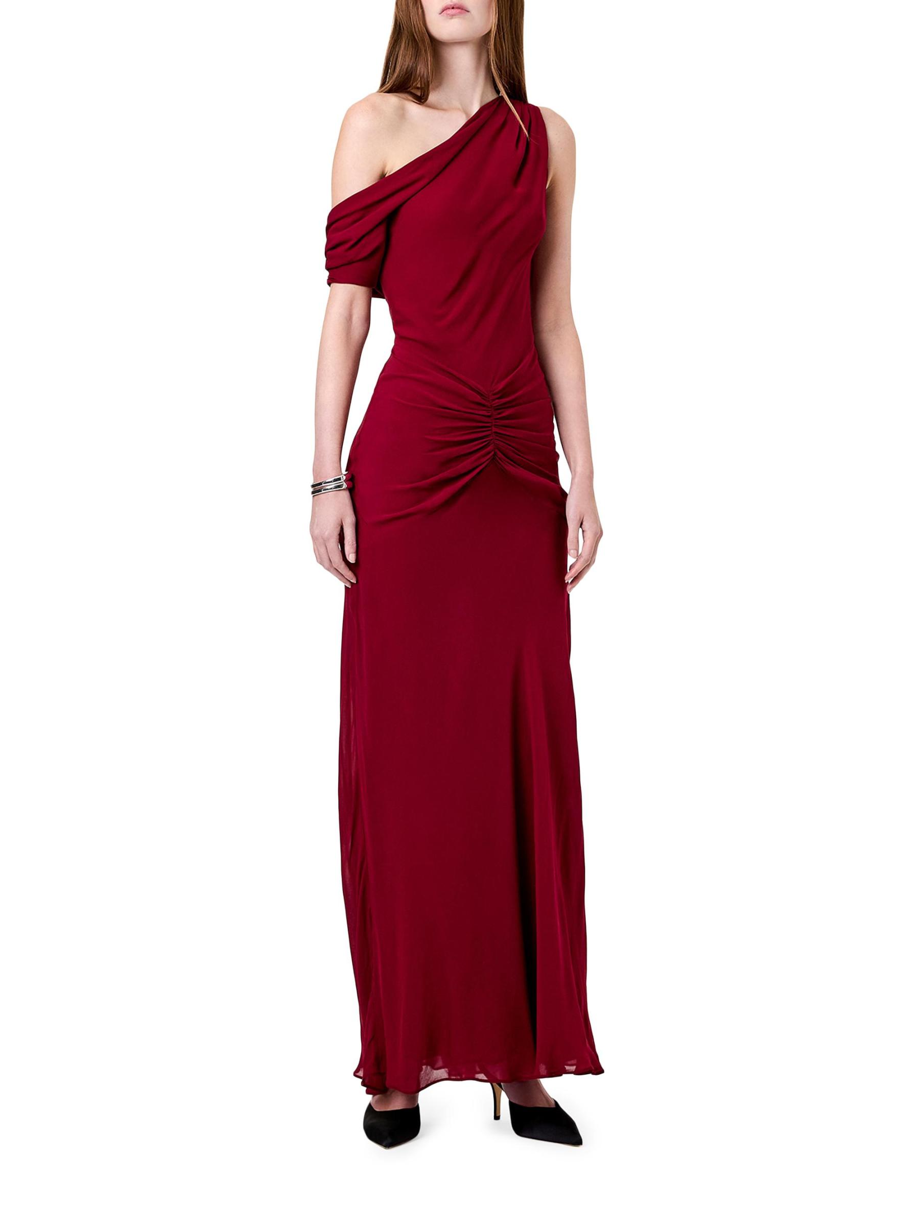 Elza Asymmetric Off-The-Shoulder Panelled Maxi Dress
