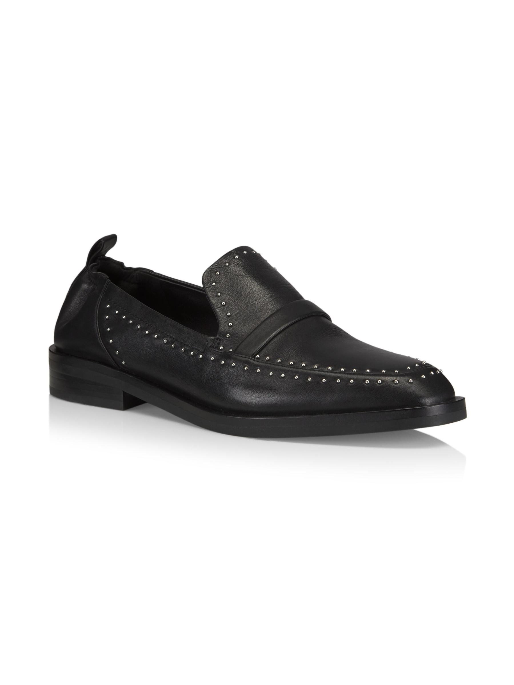3.1 Phillip Lim ブラックレザー ローファー 3.1 Phillip Lim - アレクサ ソフト スタッズド レザー ペニー