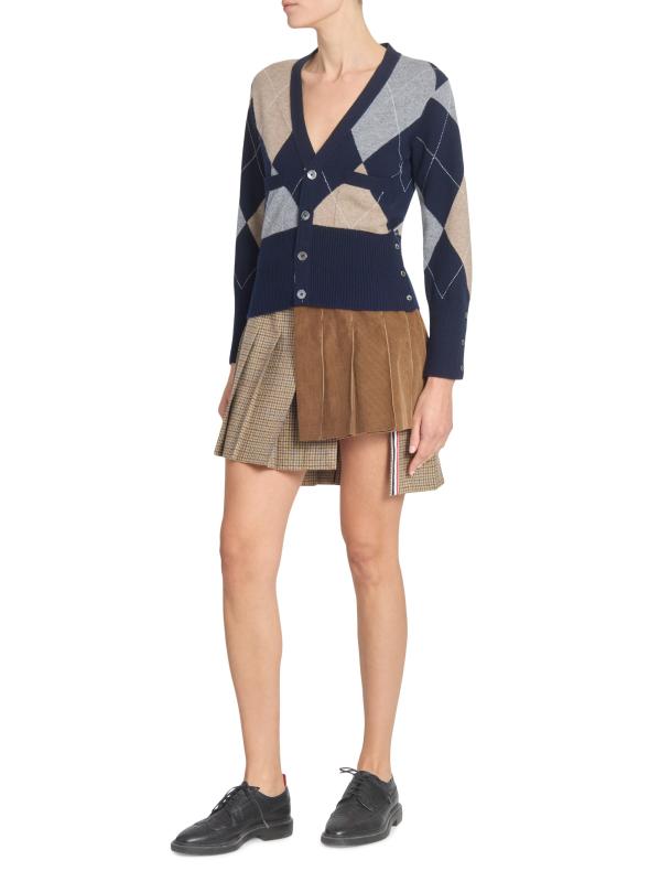 Shop Thom Browne - Pleated Wool-Cotton Wrap Miniskirt | Saks