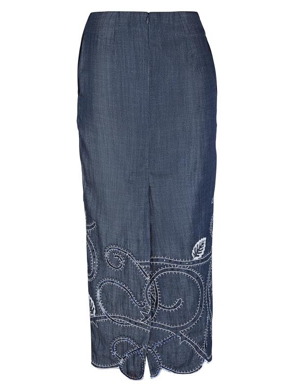 #2: تنورة مطرزة بقلم رصاص - اللون النيلي