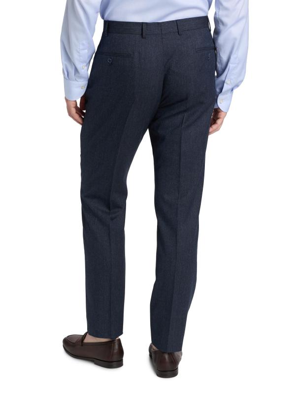 #4: بنطال من الصوف والقطن من الأمام مسطّح - أزرق متوسط صلب