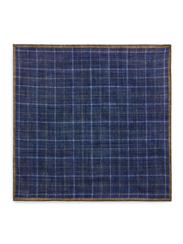 #2: مربع الجيب الحريري المنقوش - أزرق