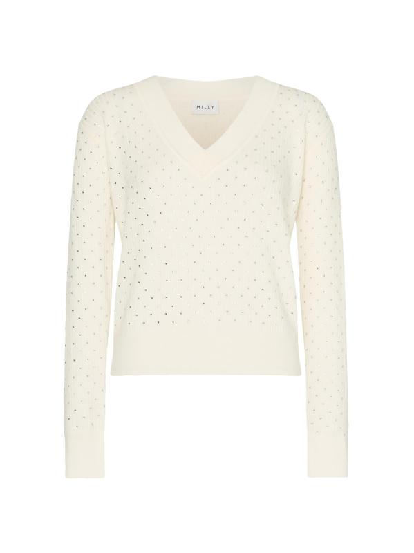 سترة ميرينو من الصوف وحجر الراين