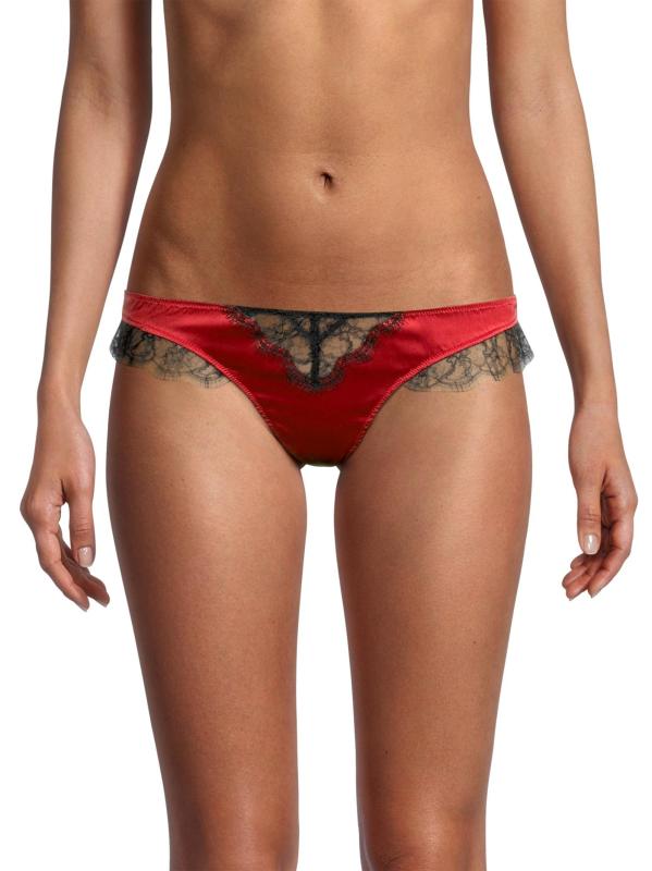 #2: ثونغ داخلي من الدانتيل - أحمر