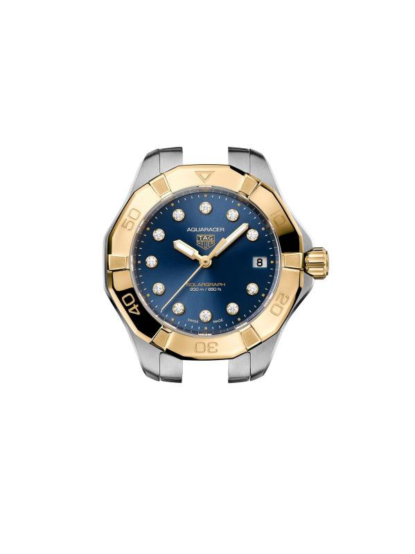 #7: ساعة أكواريسر من الذهب الأصفر عيار 18 قيراط والفولاذ المقاوم للصدأ وبسوار ألماس 0.15 TCW/34 مم - STAINLES SSTEEL