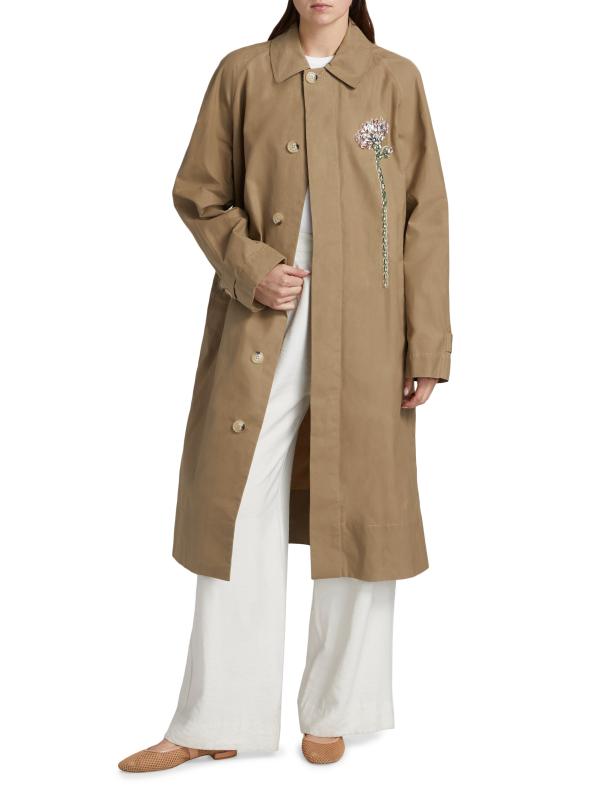Shop Simone Rocha - Crystal-Embellished Cotton Trench Coat