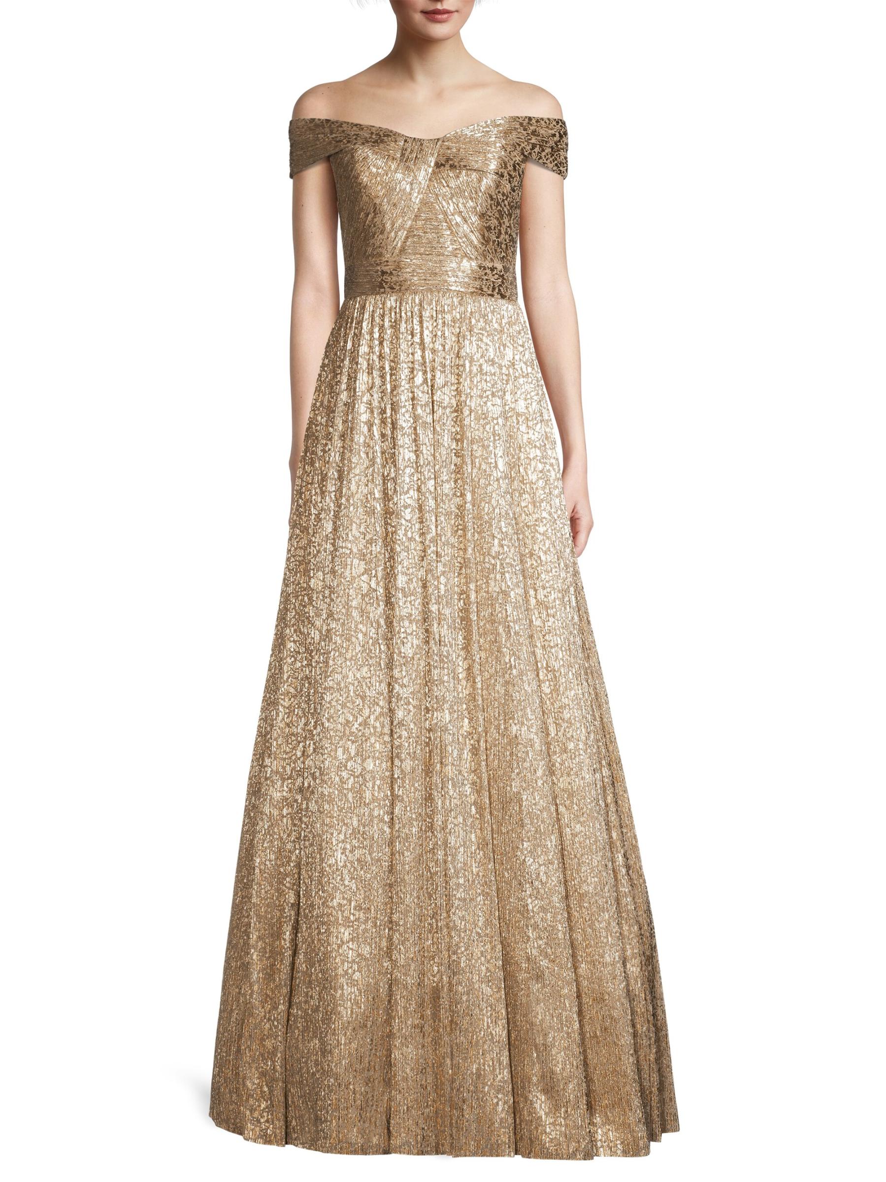 金タグ　Aidan Mattox　Flower　S〜Mサイズ Aidan Mattox Floral Jacquard Gown | Saks Fifth Avenue