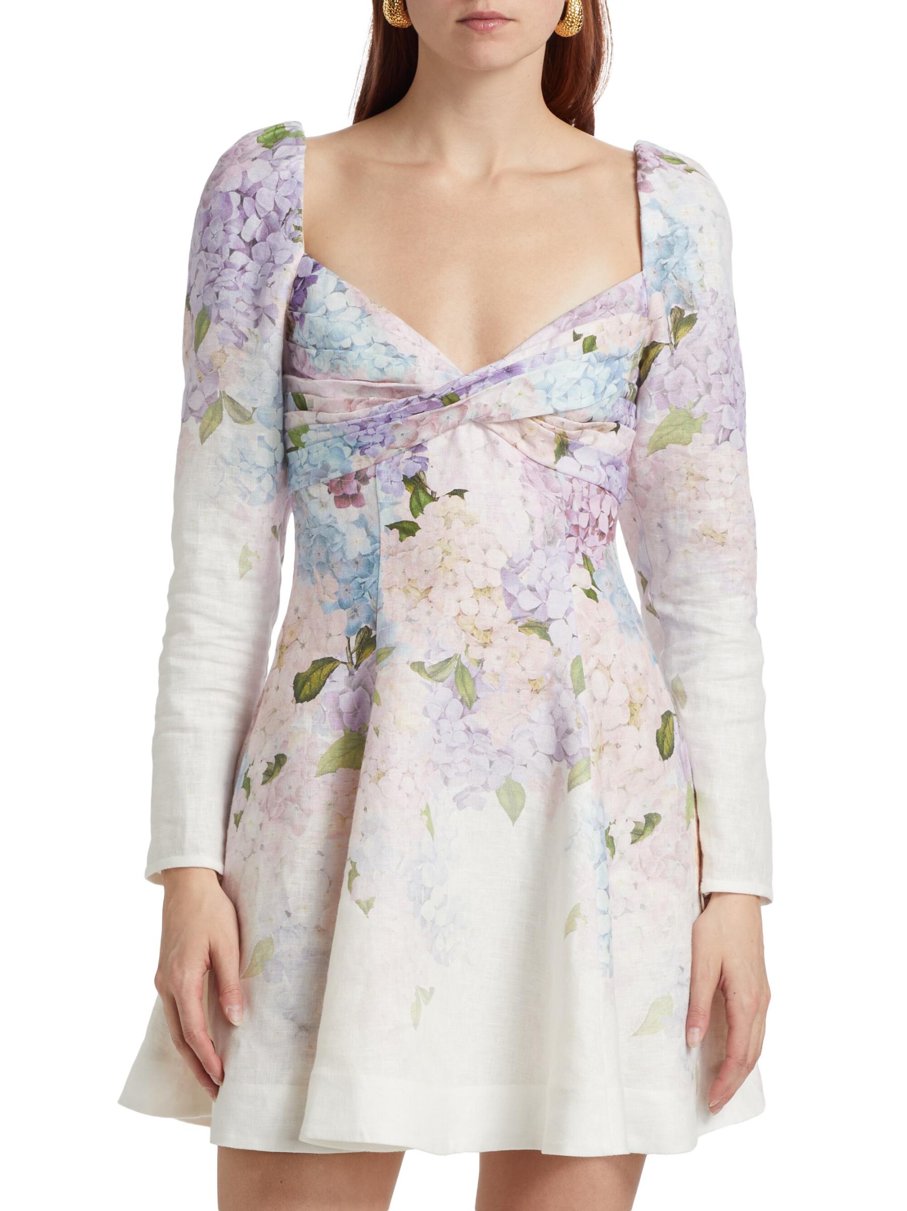 【Zimmermann】DAWNING PUFF SLEEVE MINI DRESS パフスリーブ Dawning Puff Sleeve Mini Dress Multi Hydrangea Online