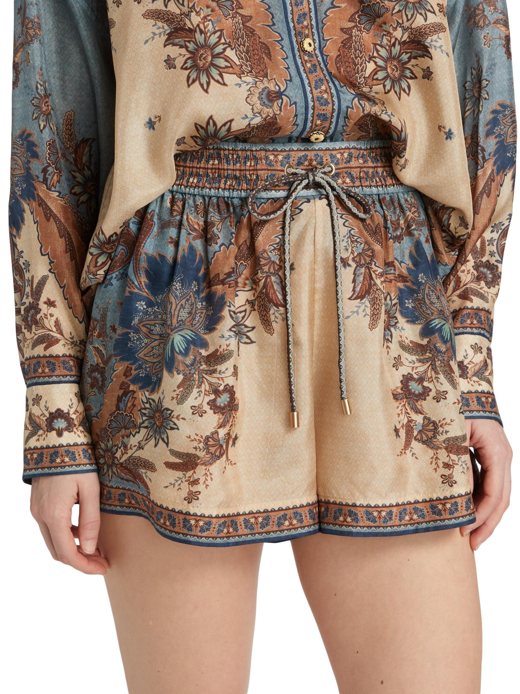 【Zimmermann】Paisley silk shorts ZIMMERMANN Paisley Silk Shorts in Multicoloured | endource
