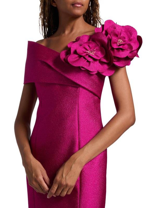 #5: فستان جاكار مكشوف الكتفين مزين بزهور - بيري
