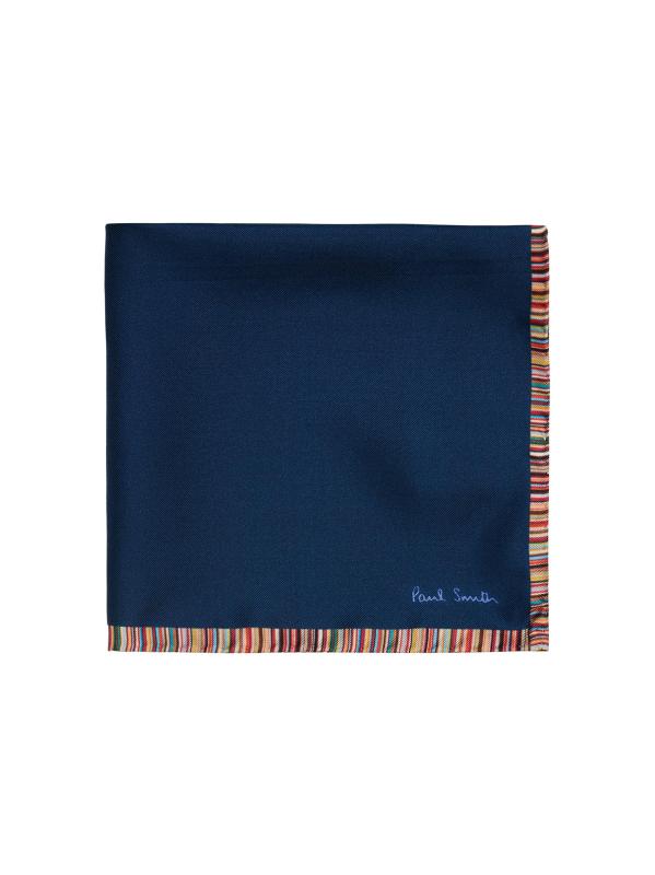 Signature Stripe-Trim Silk Pocket Square
