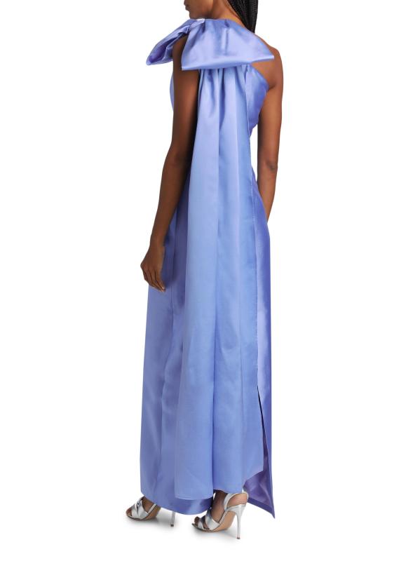 #4: فستان Elara من الصوف الحريري بكتف واحد - الحرير والصوف باللون الأزرق