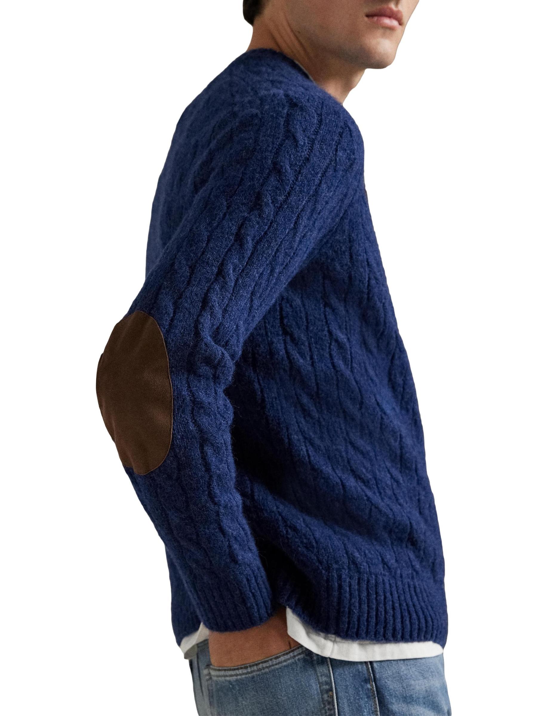 Wool-Blend & Suede Cable-Knit Sweater