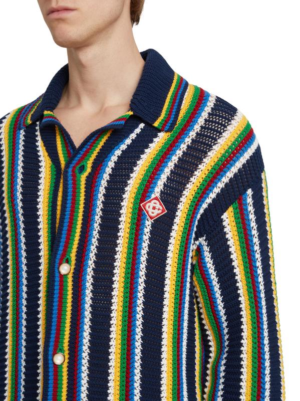 #5: بلوزة مخططة بأكمام طويلة من مزيج القطن والكروشيه - القوات البحرية