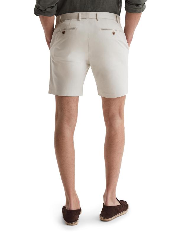 #3: شورت ويكيت من القطن القابل للتمدد - أبيض طباشيري