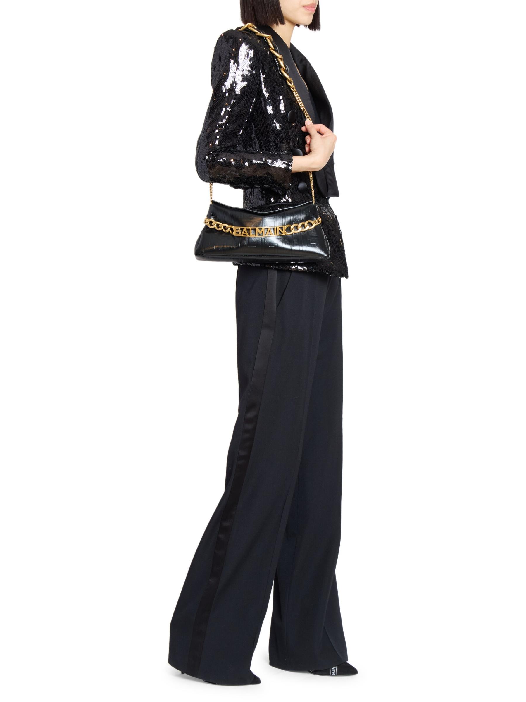 Shop Balmain - 1945 Crinkled Leather Soft Pouch | Saks Fifth