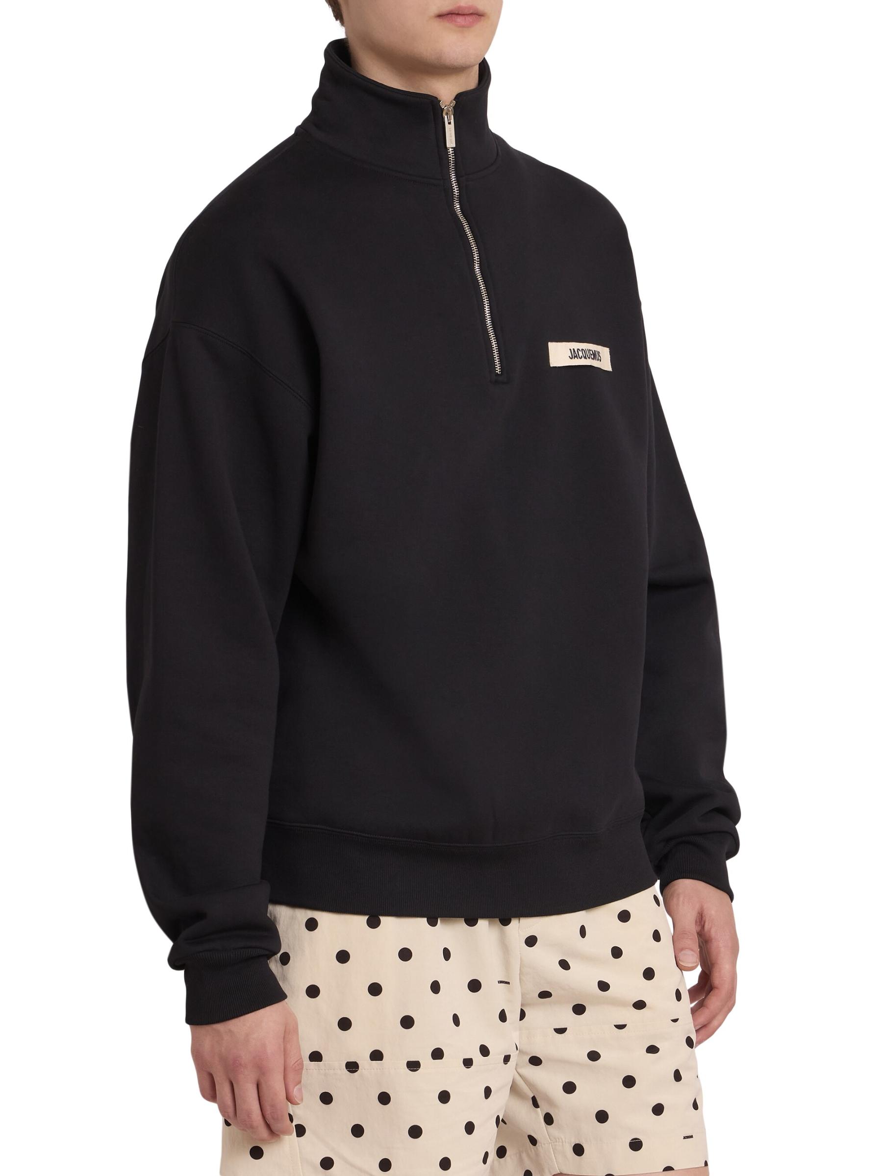 【JACQUEMUS】Le Camionnette Grosgrain Half Zip Sweatshirt Shop Jacquemus - Le Camionneur Grosgrain Half-Zip Pullover