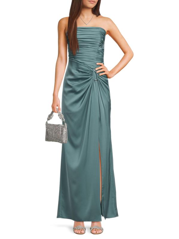 #6: فستان عامودي من الساتان على شكل حرف O بدون حمالات - كول منت