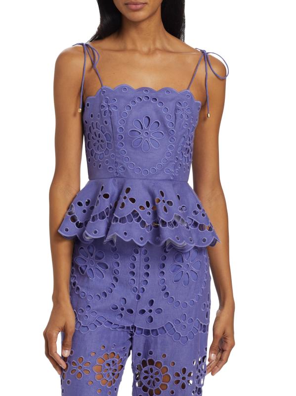 【ZIMMERMANN】クラッシュ スカラップクロップ ZIMMERMANN ZIMMERMANN Crush scalloped printed linen top - Enny Monaco
