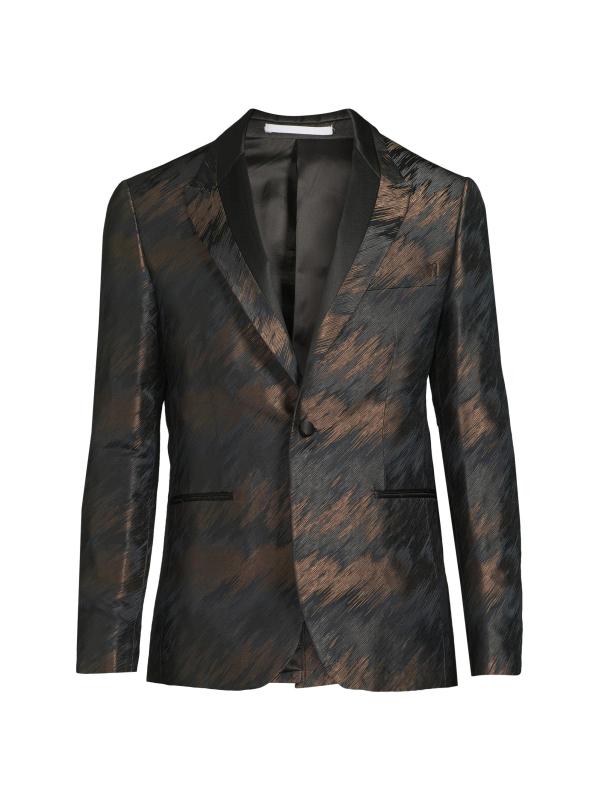 جاكيت عشاء أحادي الصدر من مزيج الحرير التجريدي