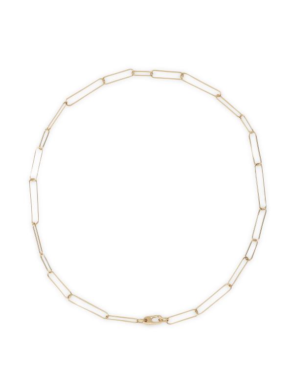 قلادة طويلة بمشبك ورقي من الذهب الأصفر عيار 14 قيراطًا