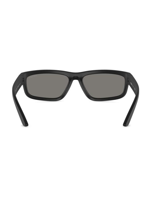 #4: نظارة شمسية بتصميم مستطيل مقاس 59 ملم طراز PS 05ZS - مرآة حمراء مطاطية سوداء