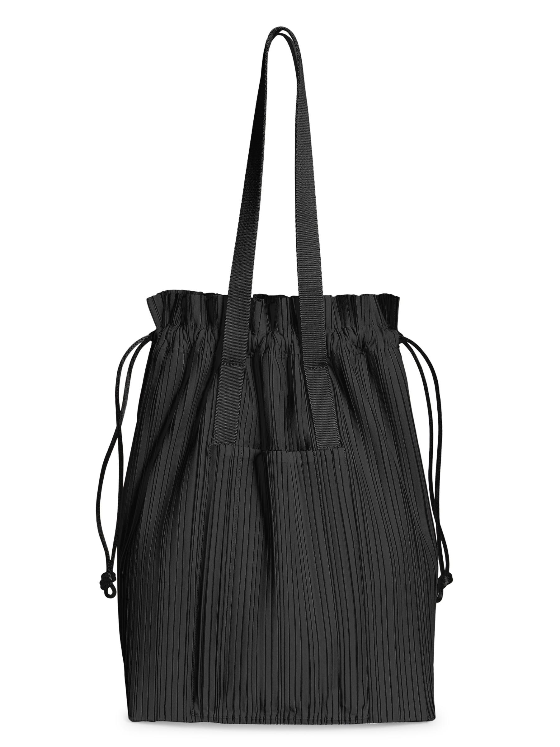 ISSEY MIYAKE PLEATS PLEASE BLACK SUEDE-FINISH ZIG-ZAG BAG w
