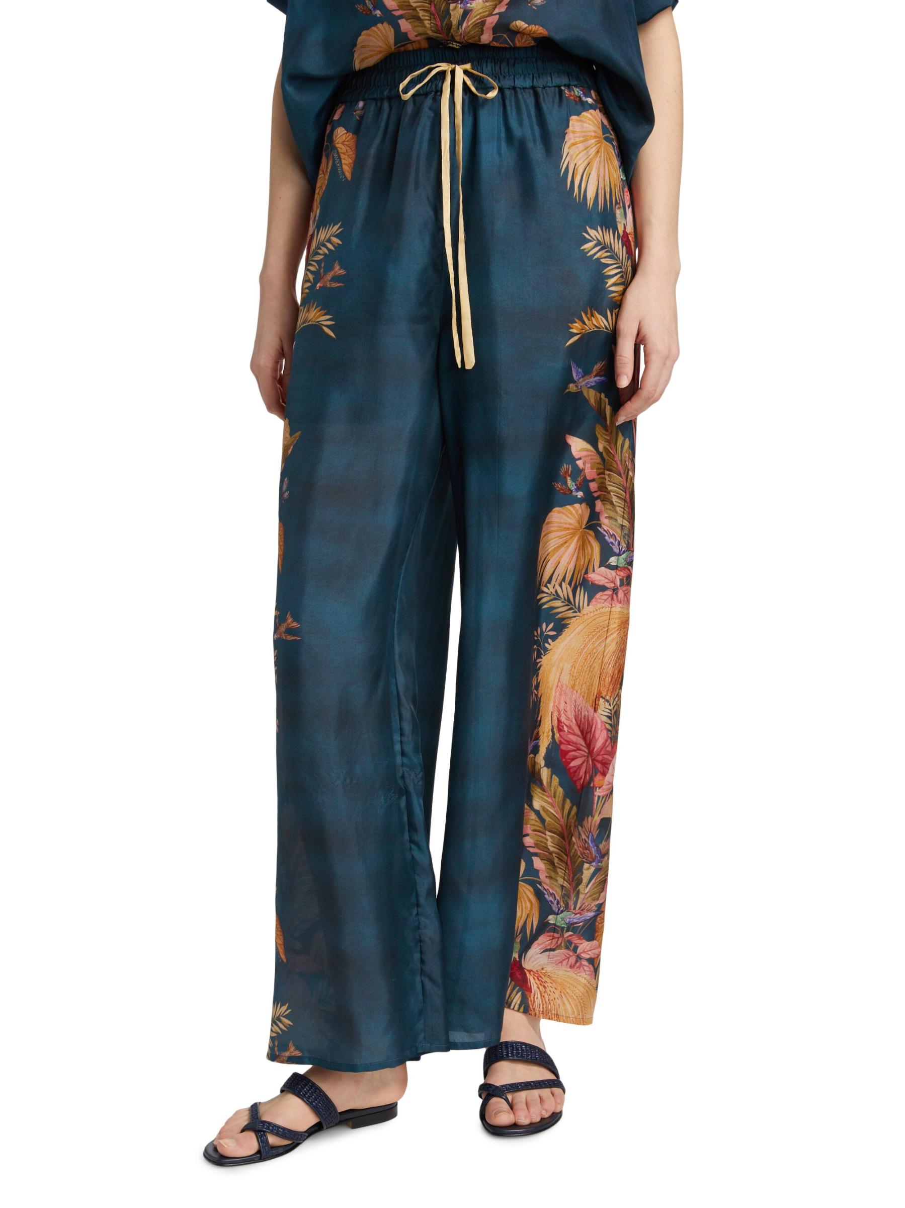 パンツ ZIMMERMANN ASCENSION PRINTED SILK TROUSERS Pantalon large en satin de soie imprimé Ascension ZIMMERMANN