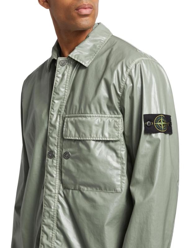 Shop Stone Island Mussola Gommata Cotton Overshirt Saks Fifth