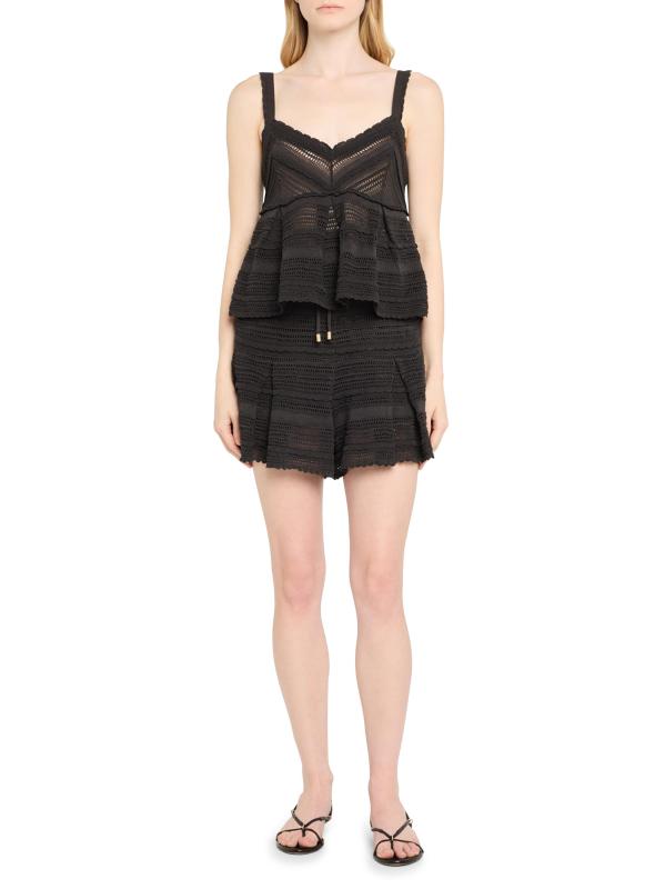 #5: تانك توب لاكي دانتيل محبوك - أسود