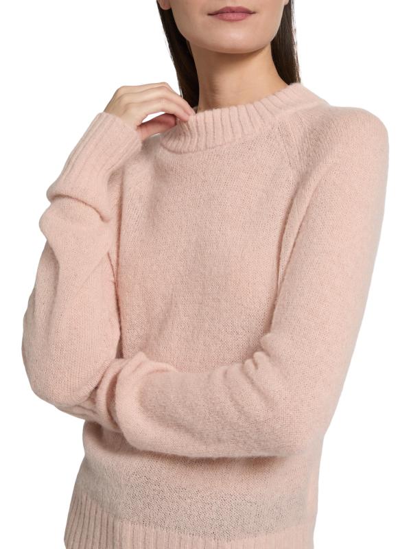 #5: سترة فرانكي ألباكا برقبة مستديرة من مزيج الألبكة - أحمر خدود وردي ناعم