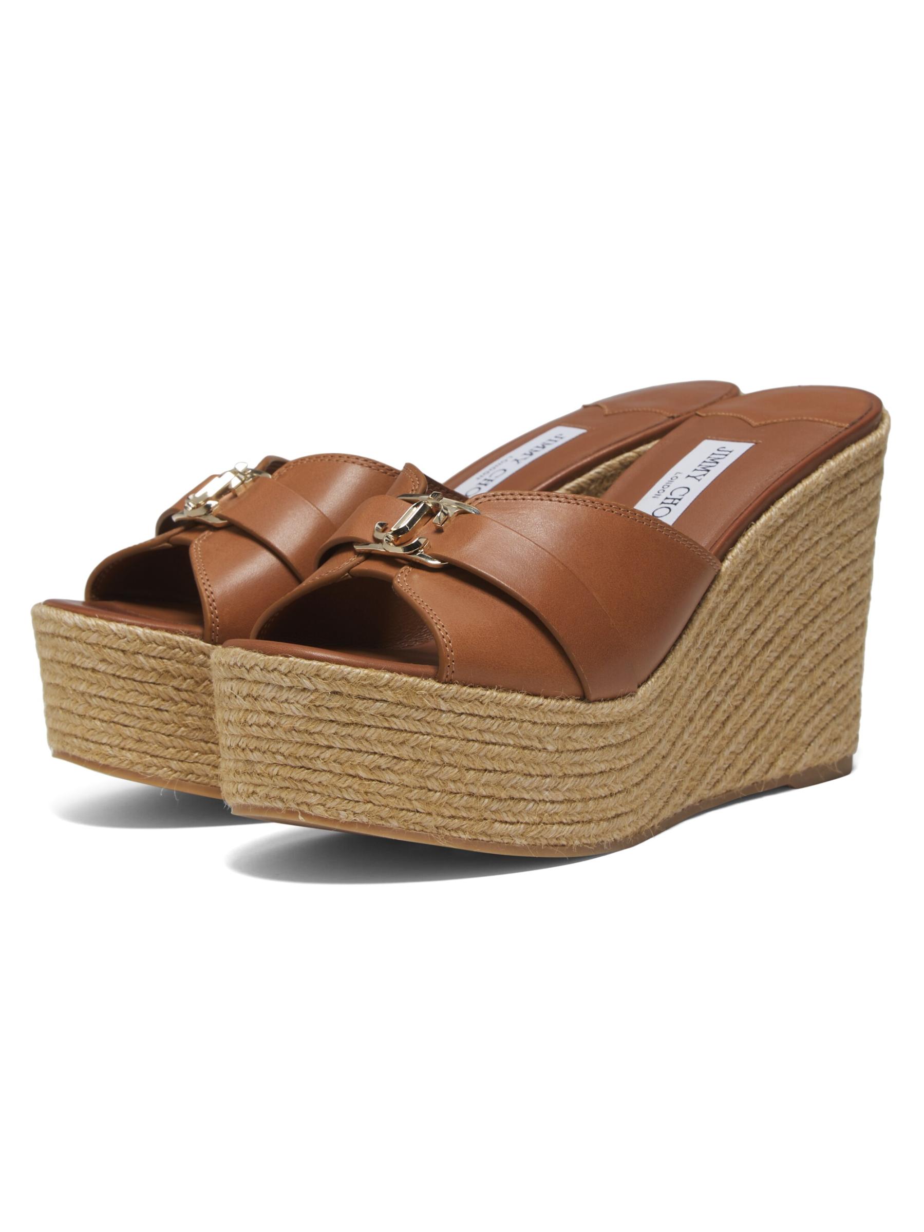 レダ ウェッジサンダル 【Jimmy Choo】 Jimmy Choo - コア レダ 100MM レザー ウェッジ サンダル を