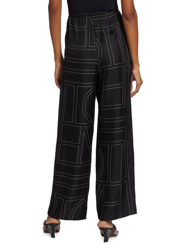 【toteme】モノグラムシルクパンツ Totême Silk Monogram Trousers | Harrods US