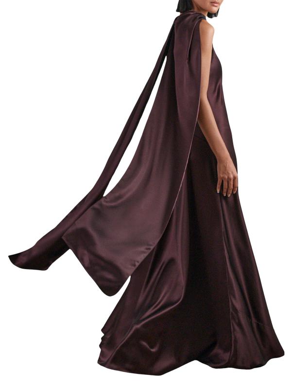 #4: فستان كابباك من الساتان المزيف - عنابي اللون