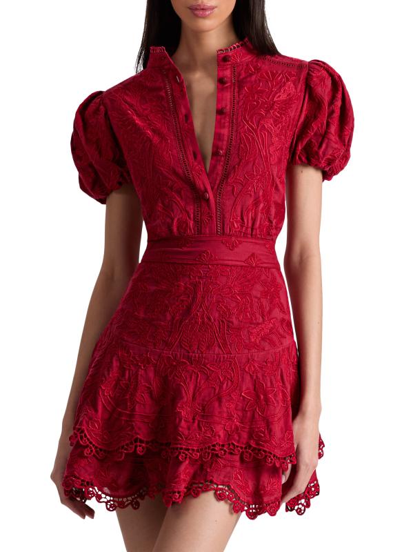 【Alice+Olivia】ミリセント タイウエスト ミニドレス Alice + Olivia Tomoko Tie-Waist Minidress | Saks Fifth Avenue