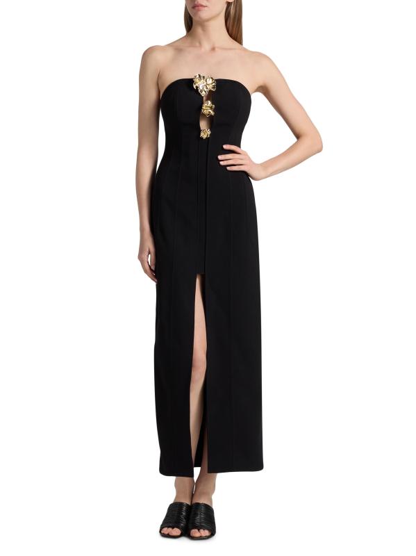 #2: فستان هاويك ماكسي بتفاصيل زهرية - أسود