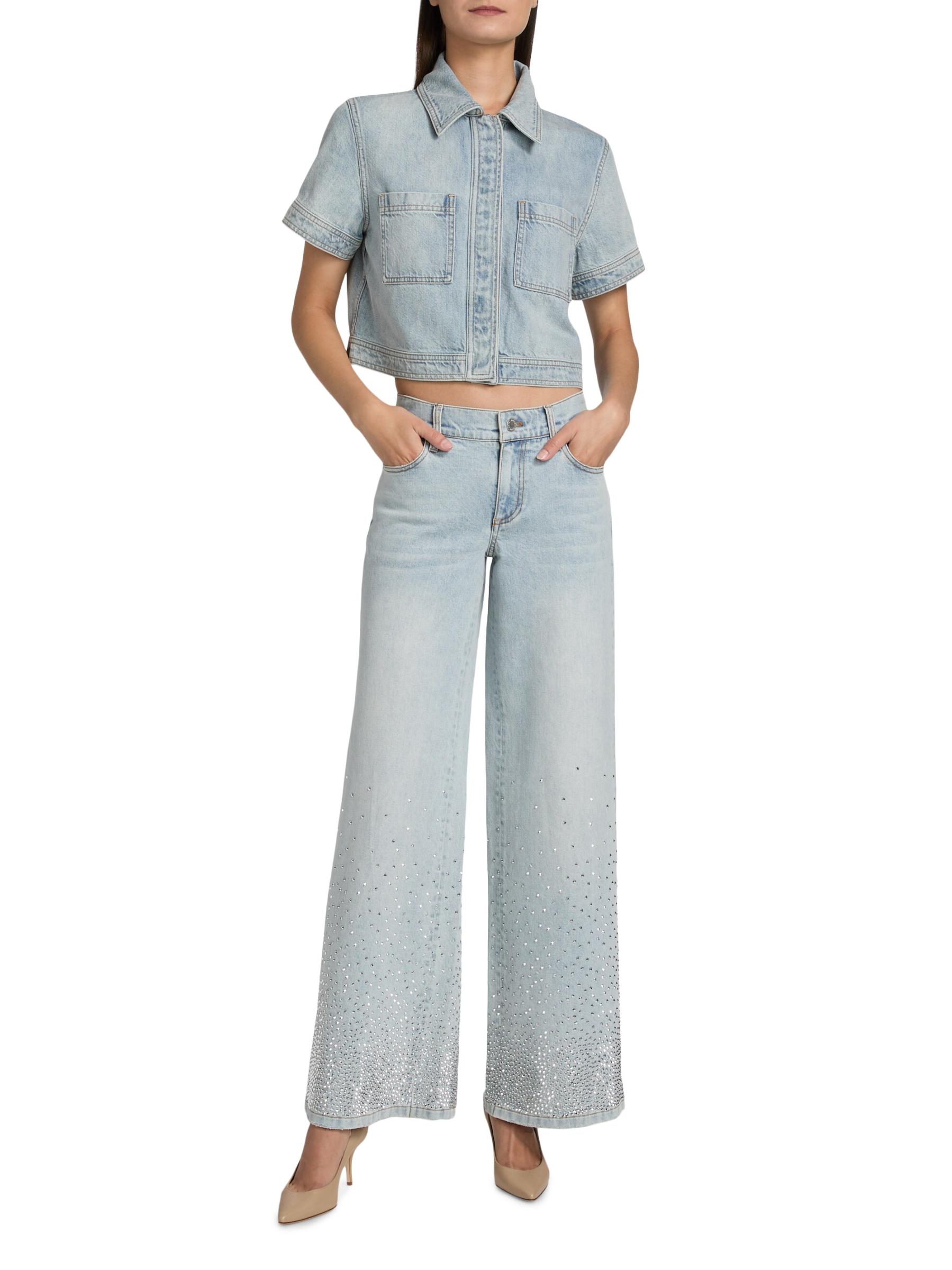 ワイドレッグ×バギーフィット♪【alice+olivia】ジーンズ Alice + Olivia Weezy High-Rise Straight Jeans | Saks Fifth
