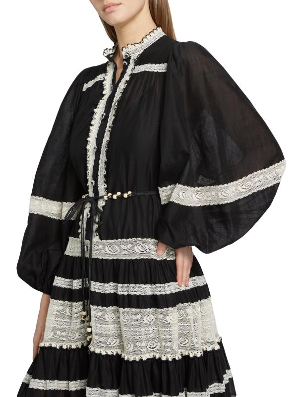 ワンピース Zimmermann RHIANNON LACE BILLOW DRESS (3227DSS251 BLACK) Rhiannon Lace Billow Dress Black/Cream Online | Zimmermann