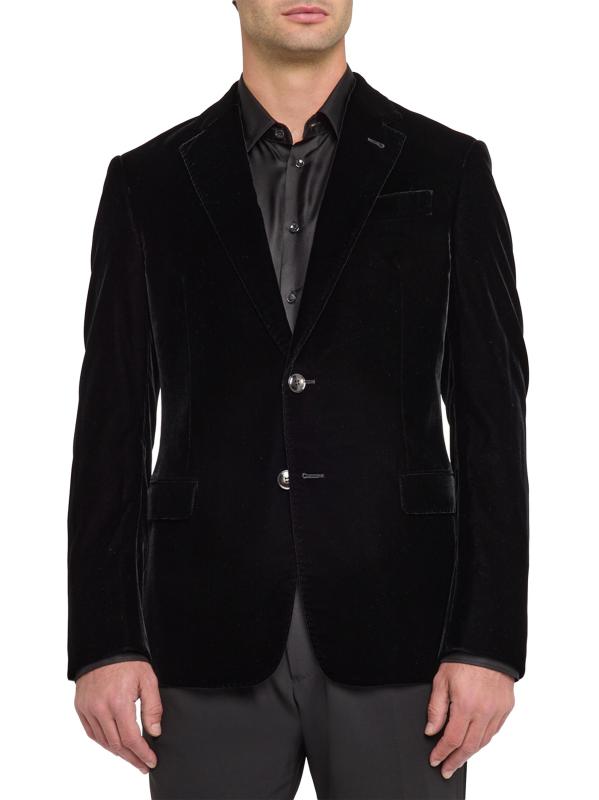 #2: جاكيت عشاء مخملي وحيد الصدر - أسود
