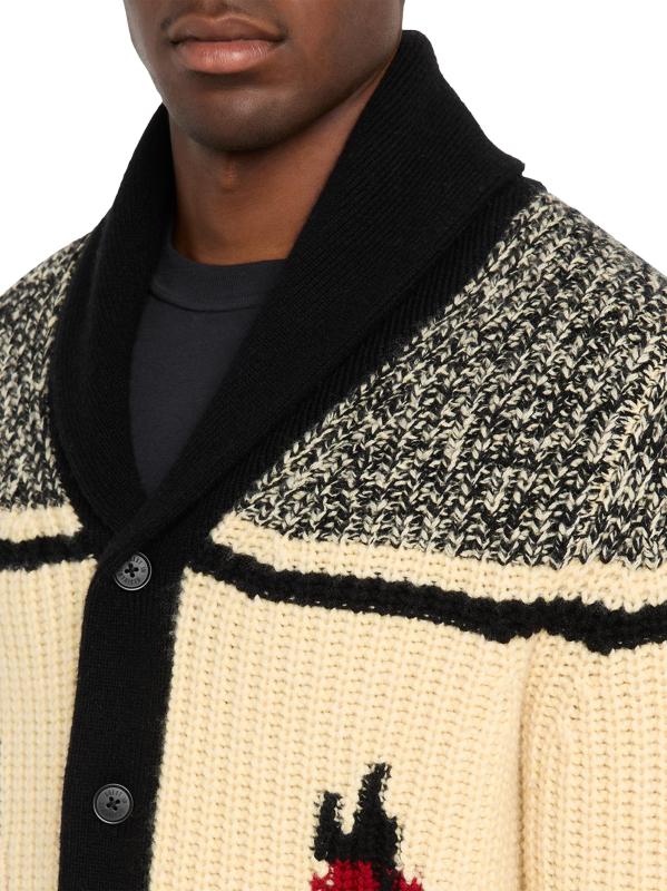 #4: كارديغان من الصوف والكشمير بنقشة الخيول - أصفر