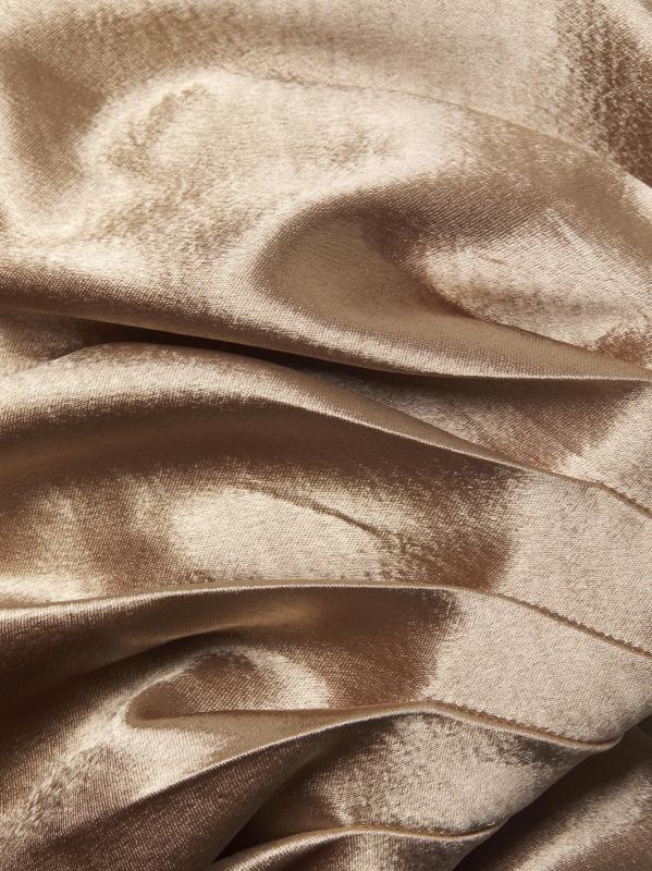 #5: فستان ميرا ساتان بطول الأرض - بيج ميتاليك