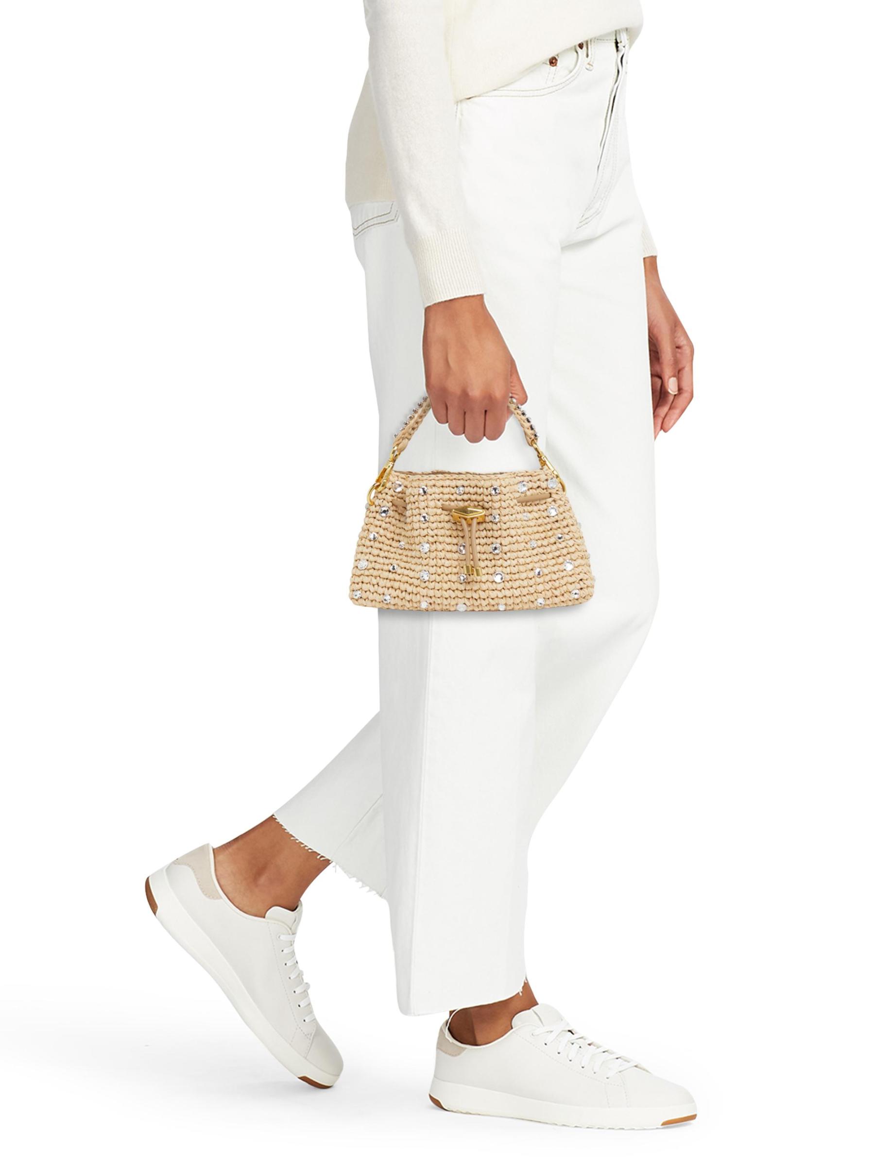 Shop Jimmy Choo - Cinch Small Crystal-Embellished Raffia Shoulder