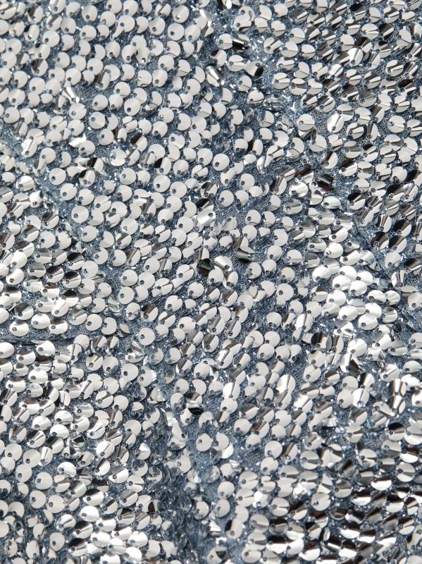 #6: فستان Garance قصير مزين بالترتر بحافة على شكل فقاعة - فضة