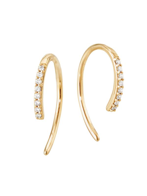 Flawless 14K Yellow Gold 
Diamond Mini Hooked on Hoops