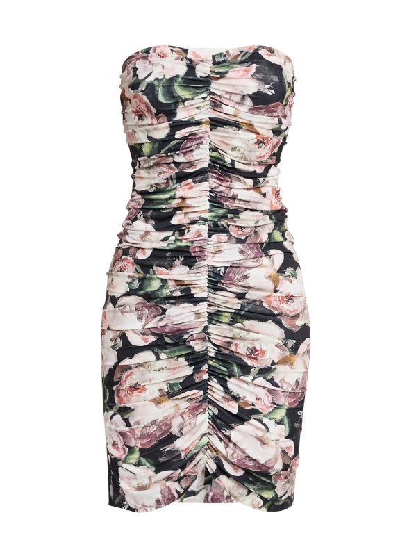 فستان بيوني بدون حمالات