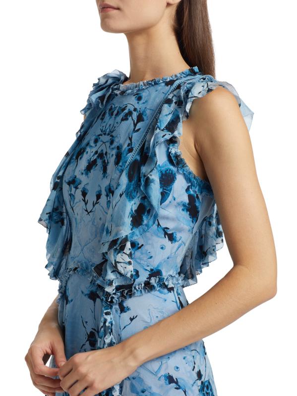 【送料関税込】MARCHESA NOTTE スパンコールガウン 花柄 Marchesa Notte - 花柄ラッフル・ジョーゼット・ガウン を