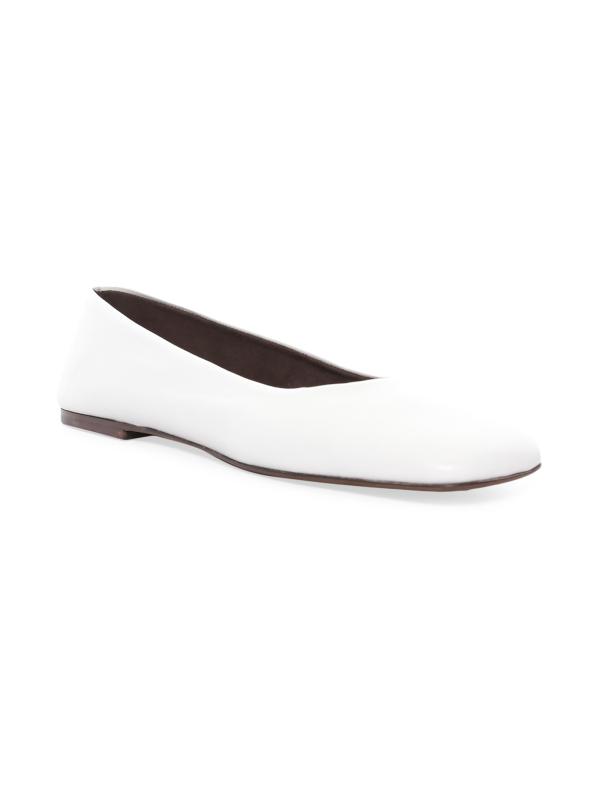 Shop The Row Leather Square-Toe Ballet Flats Saks Fifth Avenue