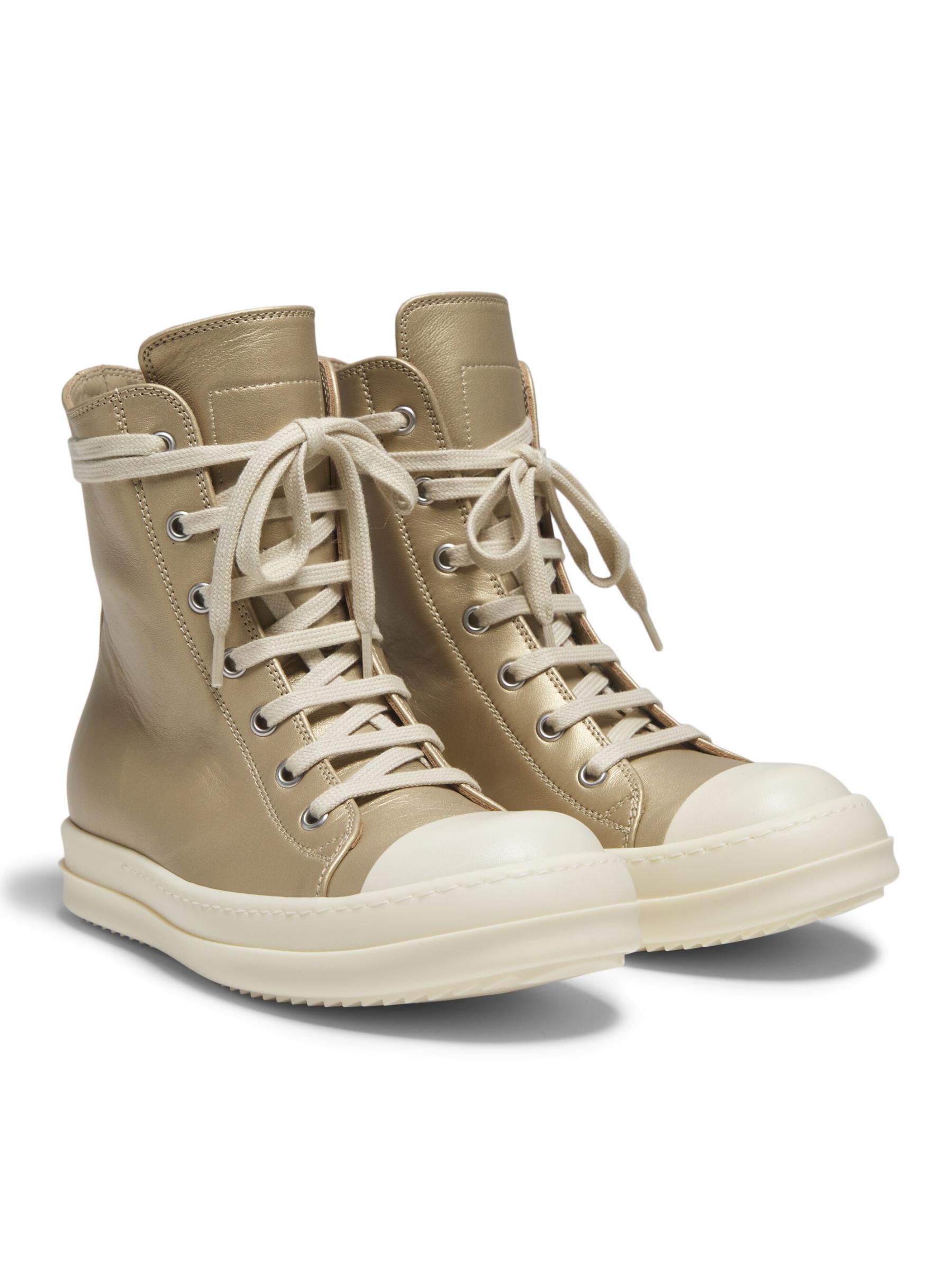 【RICK OWENS】メタリック・レザー・スニーカー ゴールド Rick Owens - メタリック・レザー・スニーカー をオンライン購入