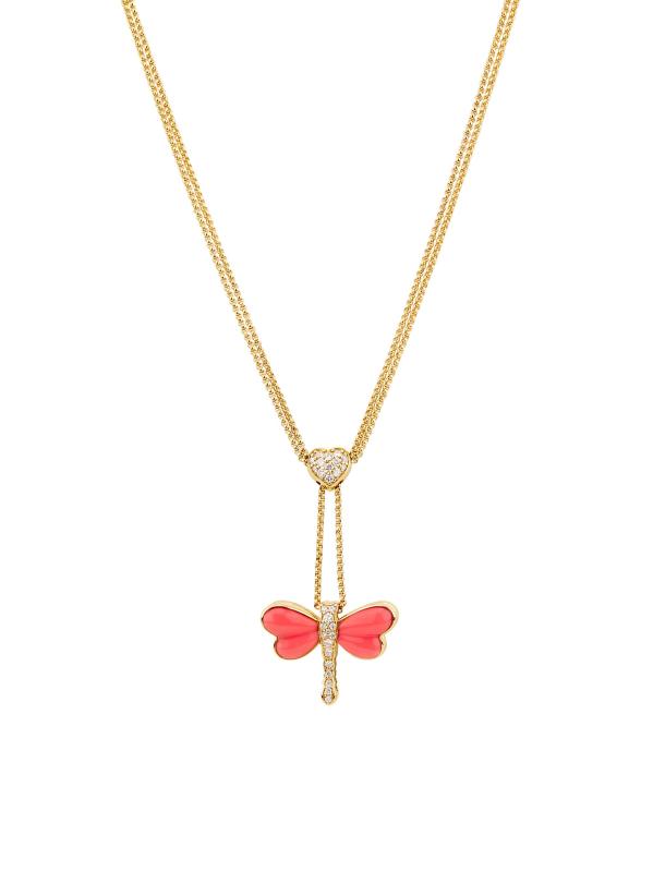 قلادة اليعسوب وقلادة اليعسوب من الذهب الأصفر عيار 14 قيراطًا و0.67 TCW