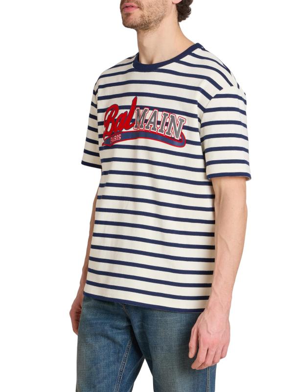 #3: تي شيرت بشعار بيسبول مخطط من Marinière - بيج بلو روج